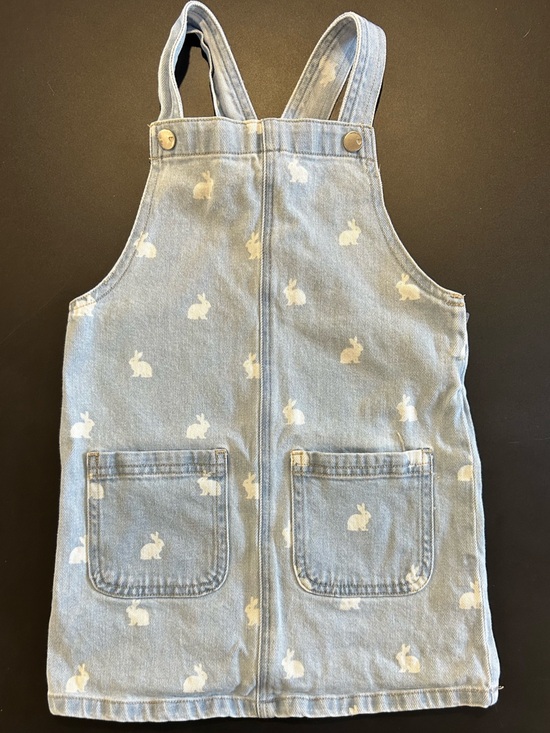 The Children's Place Other - Light Blue Baby Denim Overall Style Dress with White Bunny Pattern